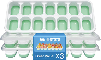 Ice Cube Tray with Lid, 3 Pack Silicone Easy-Release Ice Trays for Freezer, Stackable Ice Cube Molds for Drinks, Cocktails, Whiskey, Coffee - Bpa-Free and Odor-Free,Ice Cube Trays for Freezer1