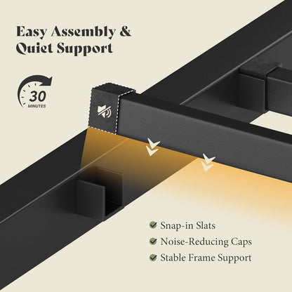 King Size Platform Bed Frame with Charging Station5