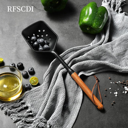 Exquisite Silicone Cooking Utensils Set - Non-Toxic, Heat-Resistant Kitchen Utensils Set with Food-Grade Silicone & Wood Handles - Includes Spatula & Spoon for Non-Stick Cookware, Black4