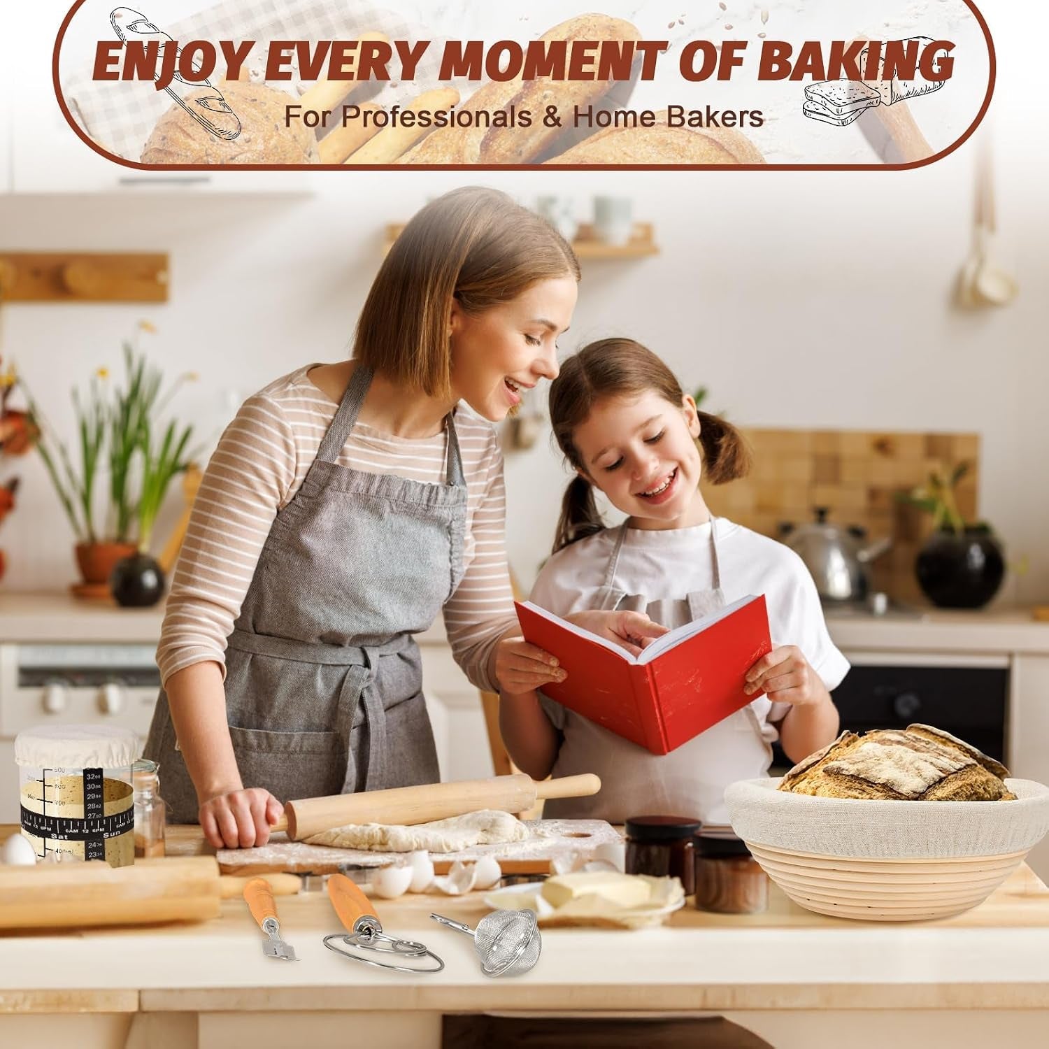 sourdough-starter-kit-with-enamel-cast-iron-pot-complete-sourdough-bread-baking-supplies-round-oval-bread-proofing-basket-with-34-oz-starter-jar-bread-making-tools-kit