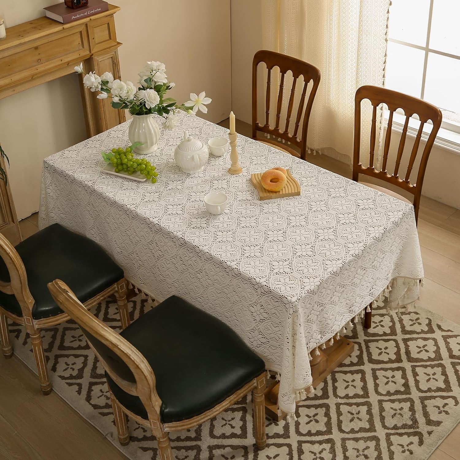 cotton-linen-look-tablecloth-rectangle-86-inch-farmhouse-textured-tablecloth-with-crochet-lace-and-tassels-vintage-table-cover-for-dining-kitchen-wedding-party-60x60