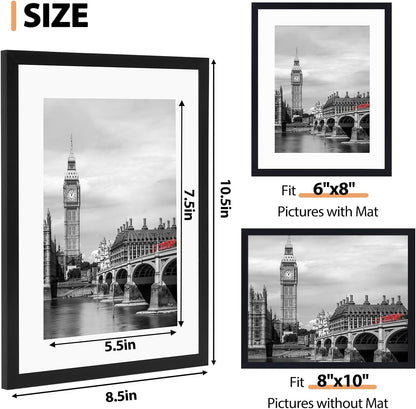 8X10 Picture Frame Set of 3 with Plastic Cover, PVC, Black3