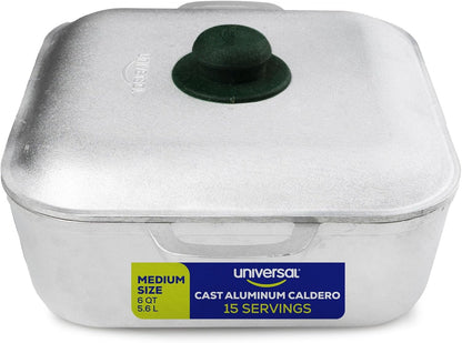 (6 Quart - 15 Cups) Square Caldero – Cast Aluminum Cooking Pot with Lid, Oven Safe Dutch Oven Pot for Rice, Soups, Stews, Roasting & Everyday Cooking1