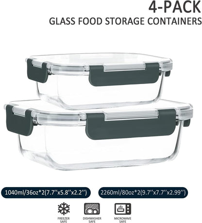 80 Oz & 36 Oz Extra Large Glass Food Storage Containers with Lids2