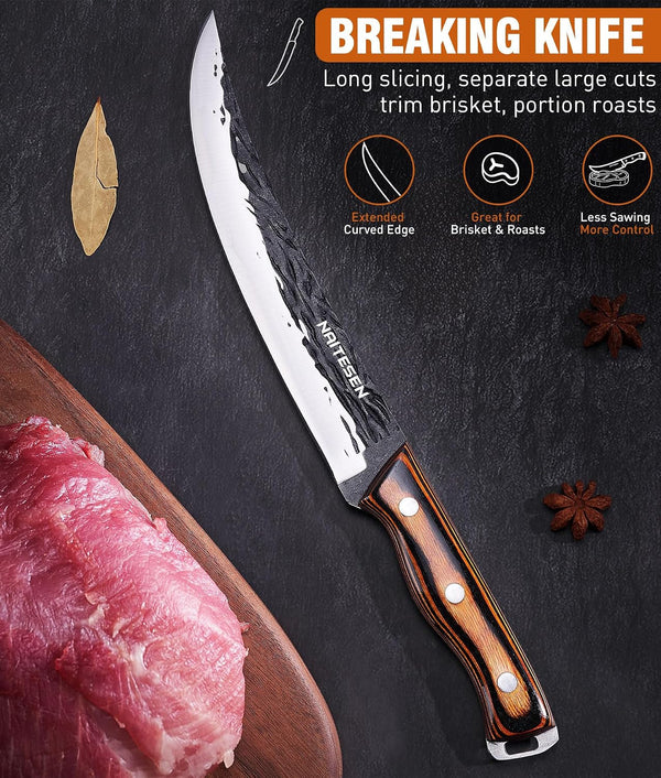 4PCS Hand Forged Butcher Knife Set, Kitchen Knives Gift for Men Women3