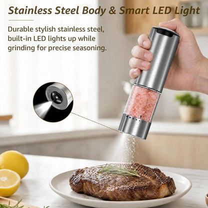 Electric Salt and Pepper Grinder Set Type-C Charging, 6 Levels, LED Light4