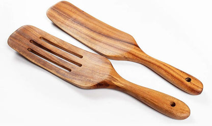 Spurtle Set, Natural Acacia Wooden Kitchen Utensils Set of 4, Wooden Spoons Utensils for Cooking, Stirring, Mixing, Serving, Spurtles Kitchen Tools as Seen on Tv for Nonsick Cookware8