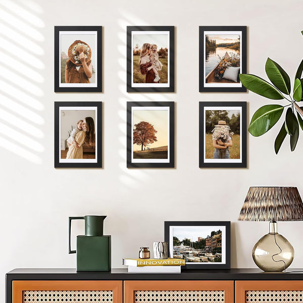 4X6 Picture Frame Set of 5, Wall or Tabletop Display, Black2