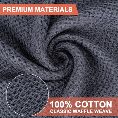 Kitchen Towels 6-Pack Kitchen Dish Cloths,100% Cotton,12X12 In,Dark Grey | Towels Waffle Weave,Ultra Soft Absorbent, Quick Drying3