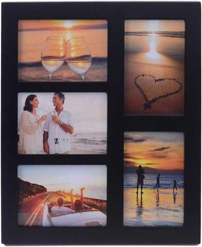 4X6 5-Opening Collage Picture Frame Black Wood1