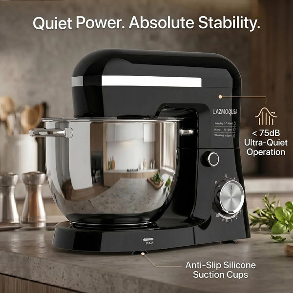 6In1 Stand Mixer with 6.5 Quart Bowl, 660W 10+P Speeds Kitchen Food Mixer Tilt-Head Bread Dough and Cake Mixers for Home Daily Use (Black)5