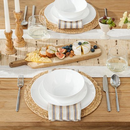 12-Piece Plates and Bowls Set, Glass Dinnerware Sets for 43