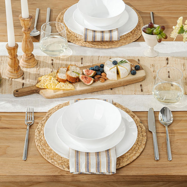 12-Piece Plates and Bowls Set, Glass Dinnerware Sets for 43