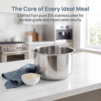 Rice Cooker Inner Pot 4-Cup Universal Liner with Measurement Scale | Stainless Steel for Cooking Rice Soup and Cakes Kitchen Accessory 7.78X4.72In 3L8