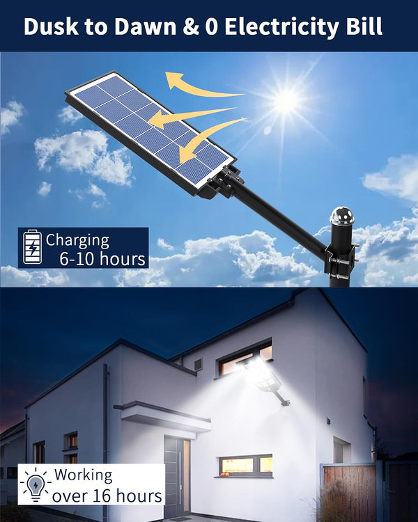Solar Street Lights Outdoor Of-11000W, 30000Mah, 192 Leds, 3 Modes5