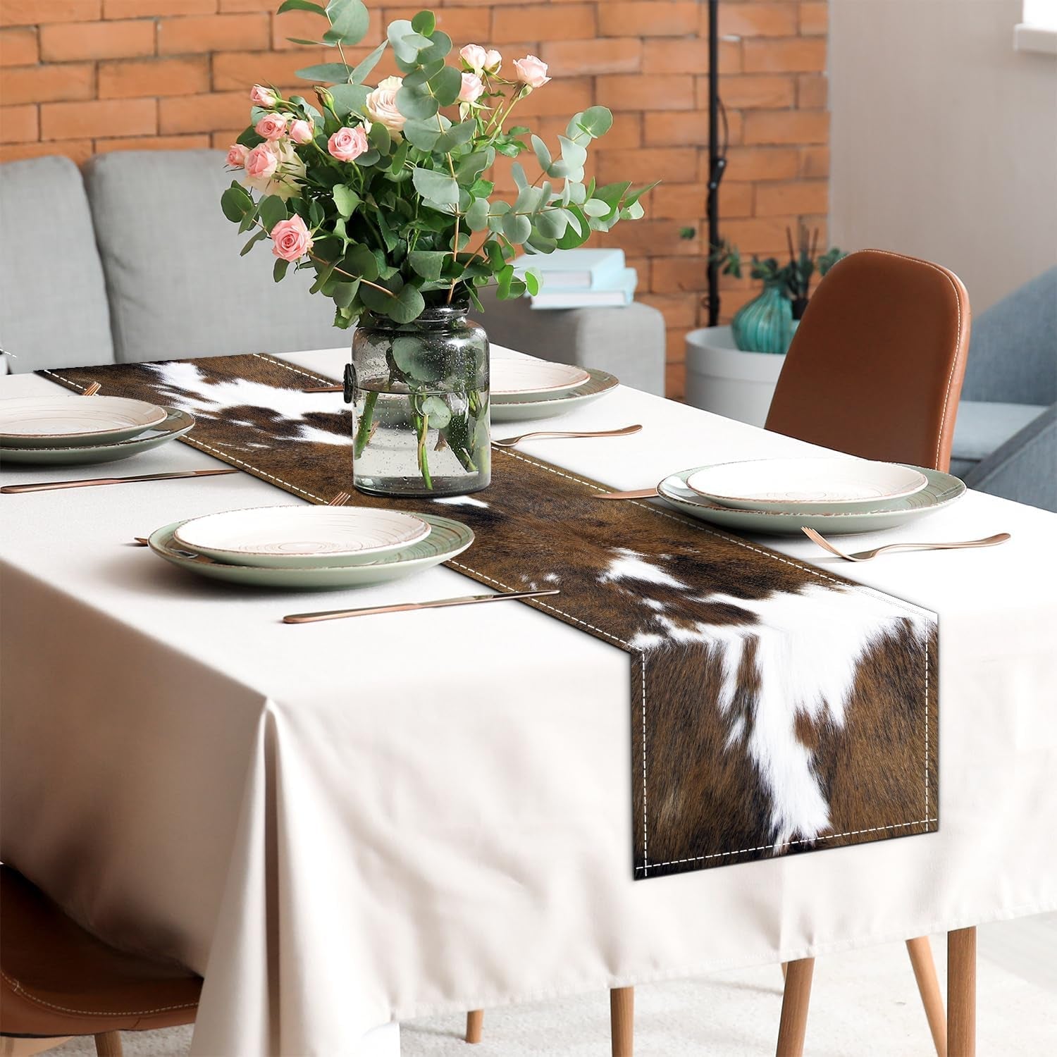 cow-print-table-runner-brown-western-runners-cowhide-table-decorations-farmhouse-country-table-runner-for-party-home-kitchen-dining-room-13x36-inch-just-a-print