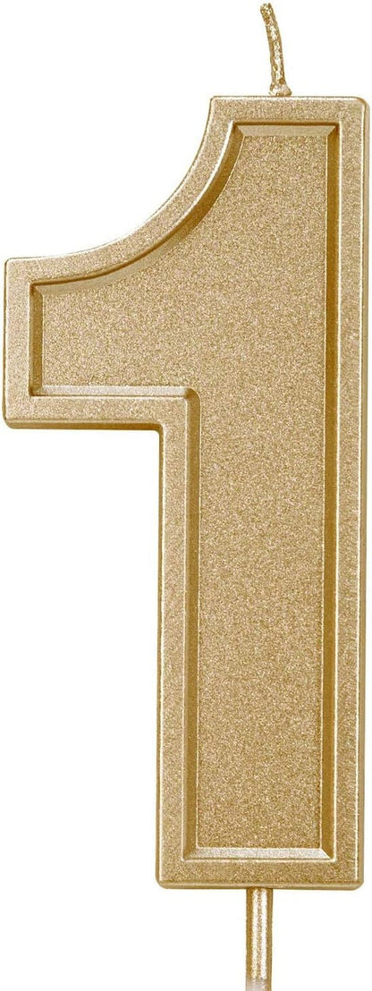 3.94 Inch Oversized Number Birthday Candle Large Gold Glitter Cake Candle1