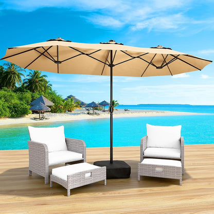 15FT Double-Sided Patio Umbrella with Base Included, Large Outdoor Rectangular Market Umbrella for Backyard, Poolside, Lawn & Garden2