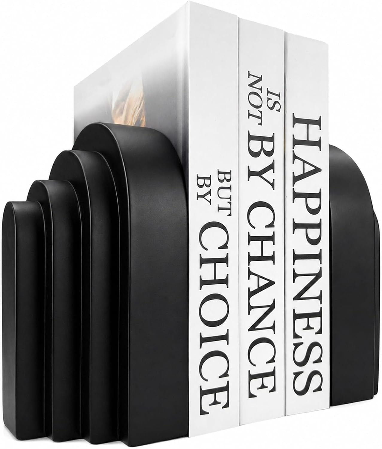 book-ends-for-heavy-books-resin-decorative-bookends-heavy-duty-bookend-for-shelves-book-stopper-for-shelves-modern-home-decor-aesthetic-book-ends-layered-arch-design-set-of-2matte-black