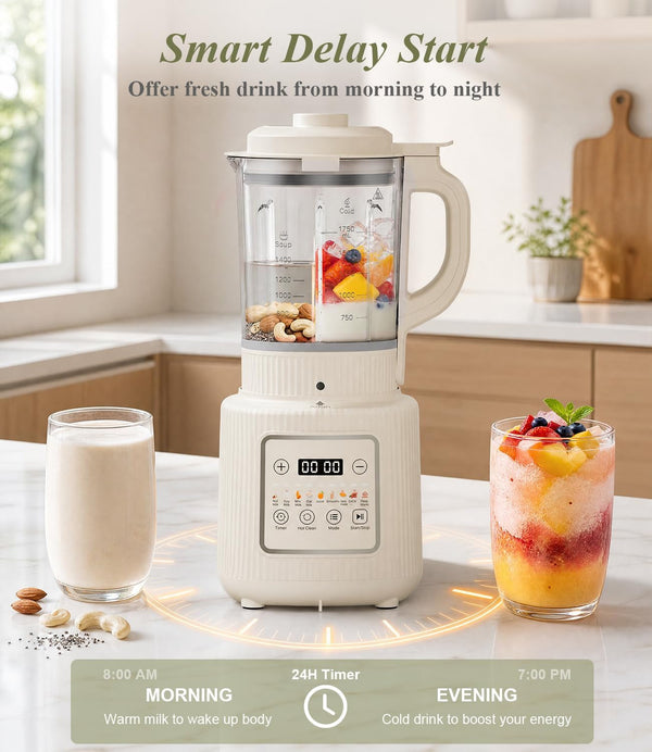 Nut Milk Maker Machine, 59Oz Soy Milk Machine with Detachable Design, 9 in 1 Homemade Soy, Almond, Oat, Plant Based Milk, Juice, Milkshake and Smoothie Maker, 24H Delay Start, Auto Clean7