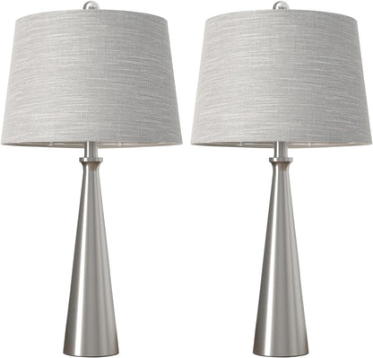25.75" Modern Table Lamp for Bedroom Set of 2, USB C Port, Silver | Metal Desk Lamp with Gray Linen Shade, Tall Lamps for Living Room, Nightstand, End Tables, Home Office Decor9