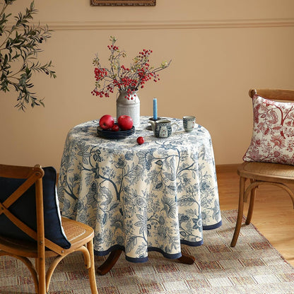 Designer Vintage Linen round Tablecloth,Diameter 55"-Ruyi B3