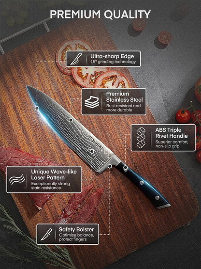 Kitchen Knife Set,  Knives Set with Magnetic Knife Holder and Sharpener, 7 Pieces Sharp Chef Knife Set with Ergonomic Handle, High Carbon Stainless Steel Knives Set for Kitchen5