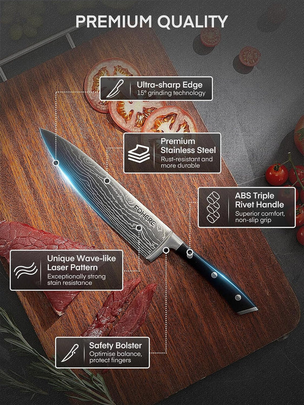 Kitchen Knife Set,  Knives Set with Magnetic Knife Holder and Sharpener, 7 Pieces Sharp Chef Knife Set with Ergonomic Handle, High Carbon Stainless Steel Knives Set for Kitchen5