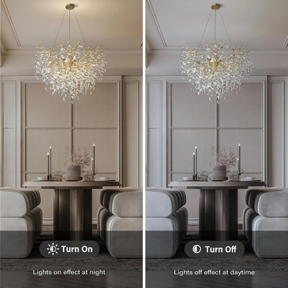 40" Gold Tree Branch Chandelier, 12-Light Modern Crystal Chandelier for Dining Room, Luxury round K9 Crystal Raindrop Chandeliers Light Fixture for Foyer, Entryway, Living Room, Bedroom, Kitchen7