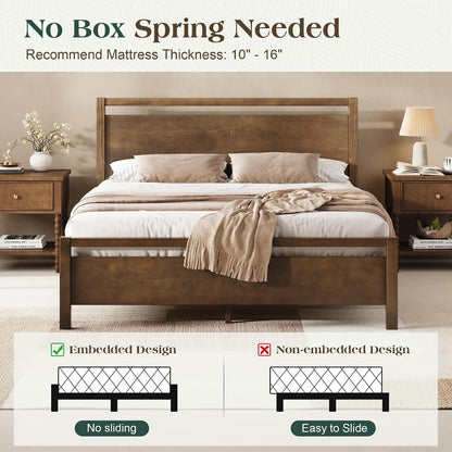 Minimalist King Size Solid Wood Bed Frame with Headboard6