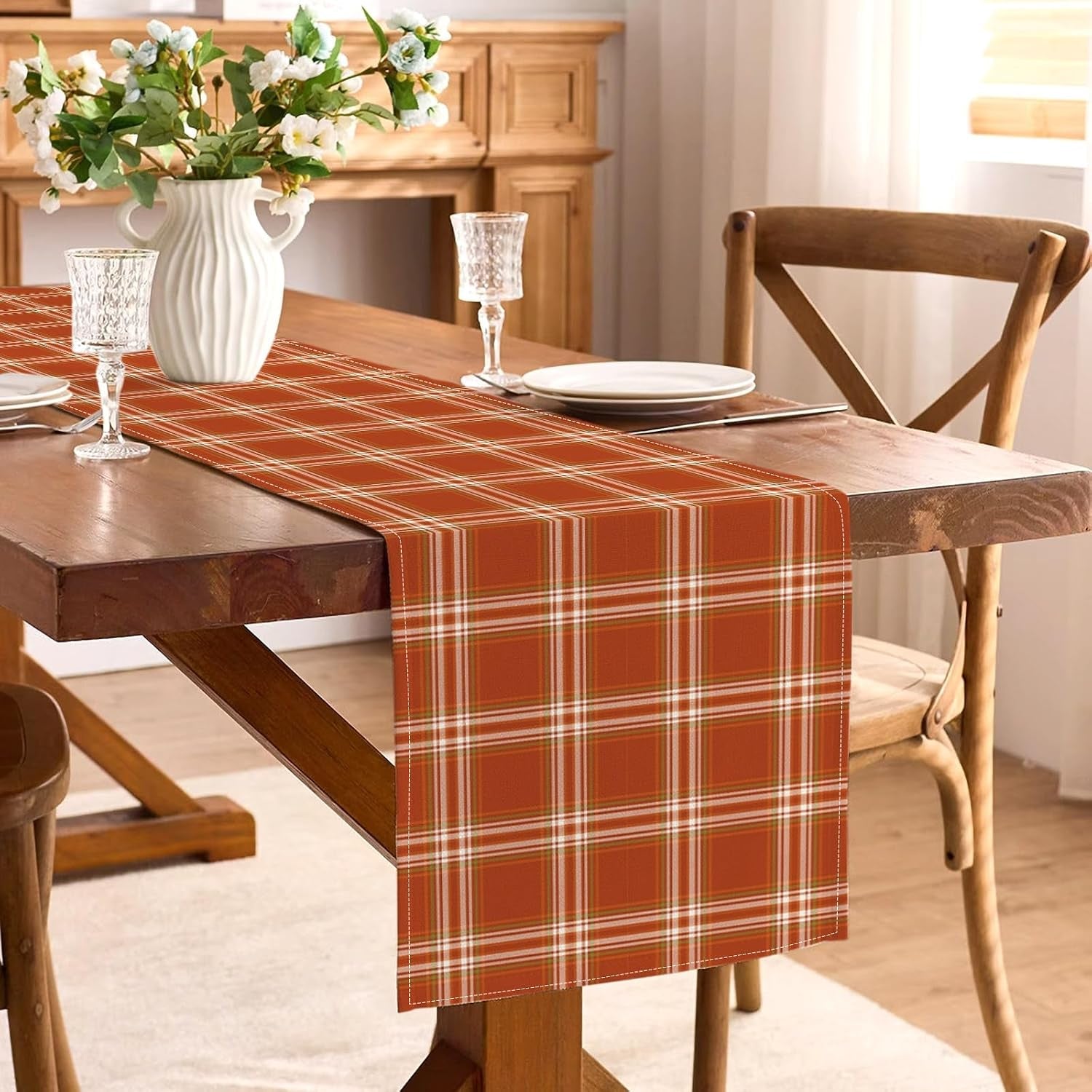 thanksgiving-table-runner-orange-fall-plaid-autumn-harvest-checkered-tartan-decoration-seasonal-dining-room-home-kitchen-table-decor