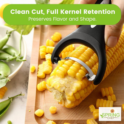 Stainless Steel Corn Peeler, Corn on the Cob Stripper Tool | Durable Corn Kernel Remover Tool with Ergonomic Handle – Easy to Use Kernel Cutter - Dishwasher Safe Corn Cutter, Black4