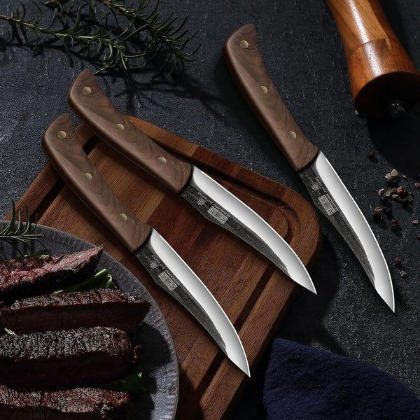 7" Meat Cleaver Knife, Ultra Sharp Chopper Vegetable Knives & Steak Knives Set of 6, Sharp 4.5" Non Serrated Steak Knife Set9