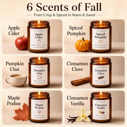 Fall Scented Candle Set of 6, 7 Oz Soy Candles for Home, Autumn Gift Set2