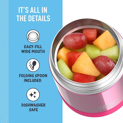 FUNTAINER Kids Food Jar with Spoon, 10Oz, Pink5