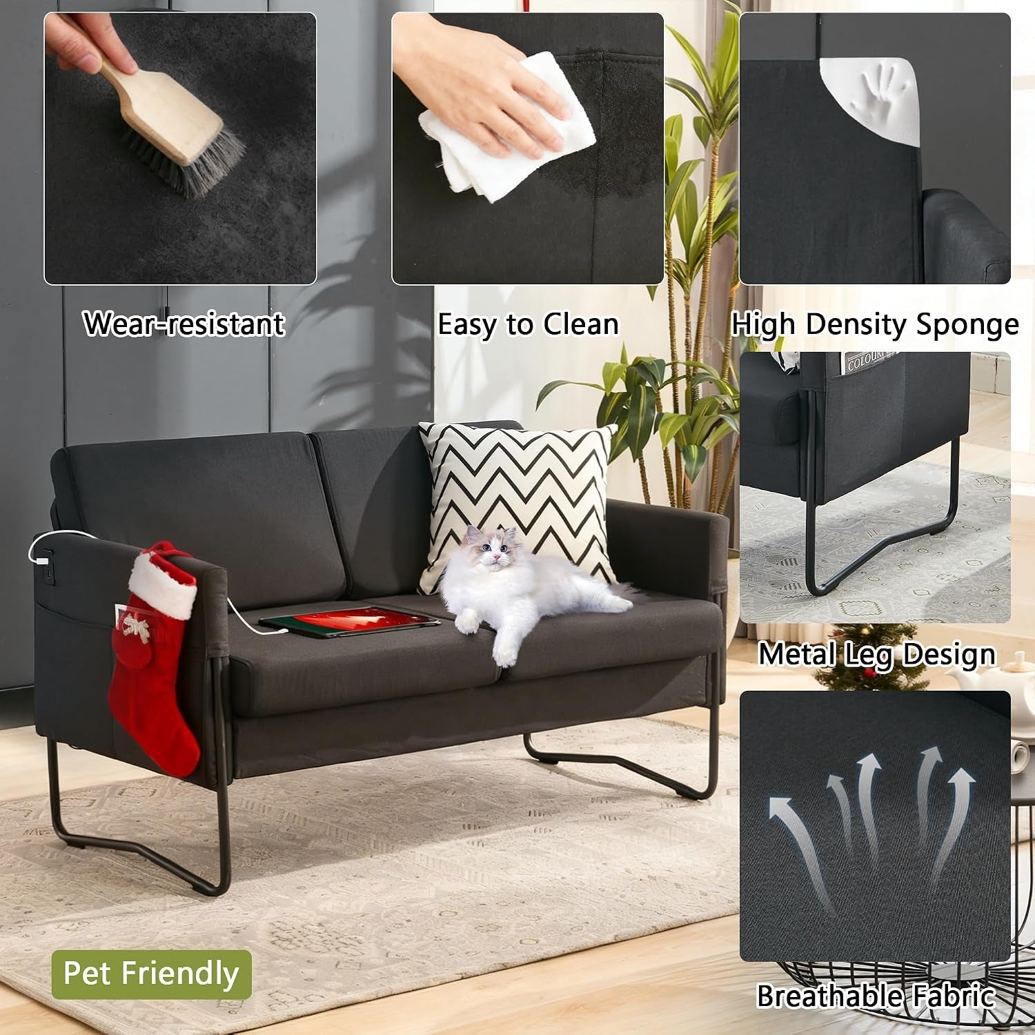 51-small-black-loveseat-sofa-with-usb-ports-mini-couch-for-living-room