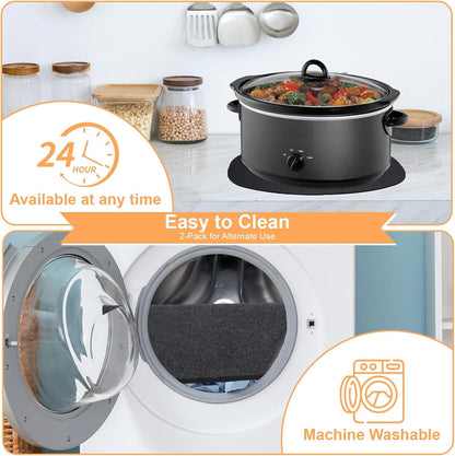 2 Pack Slow Cooker Heat Resistant Mat for Hamilton - Oval Fits Mat Pot Better Saves Space,Double-Sided Design (Stable & Easy Movement), 17.32X11.81 Inch, Countertop Protection4
