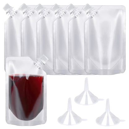 24 Pcs Plastic Flasks, 8 Oz Concealable and Reusable Drink Pouches, Leak-Proof Food Grade Plastic for Travel (8OZ-24PCS +3 Funnels)1