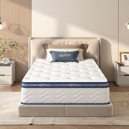 10 Inch Twin Hybrid Mattress in a Box with Memory Foam and Pocket Springs for Pressure Relief, Medium Firm Motion Isolation,Certipur-Us,365 Night Trial,2