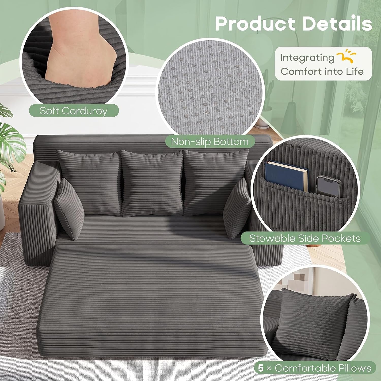 boneless-couch-for-living-room-3-seater-convertible-sofa-bed-in-a-box-folding-pull-out-couch-with-comfy-corduroy-loveseat-sleeper-floor-sofa-with-5-pillows-no-assembly-required-grey
