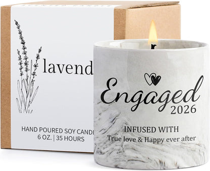 Engagement Gifts - Gift for Newly Engaged Couples, Fiance Gifts for Women, Bridal Shower, Wedding Bride Gift - Engaged Present 6 Oz Engaged 2026 Lavender Ceramics Candle1
