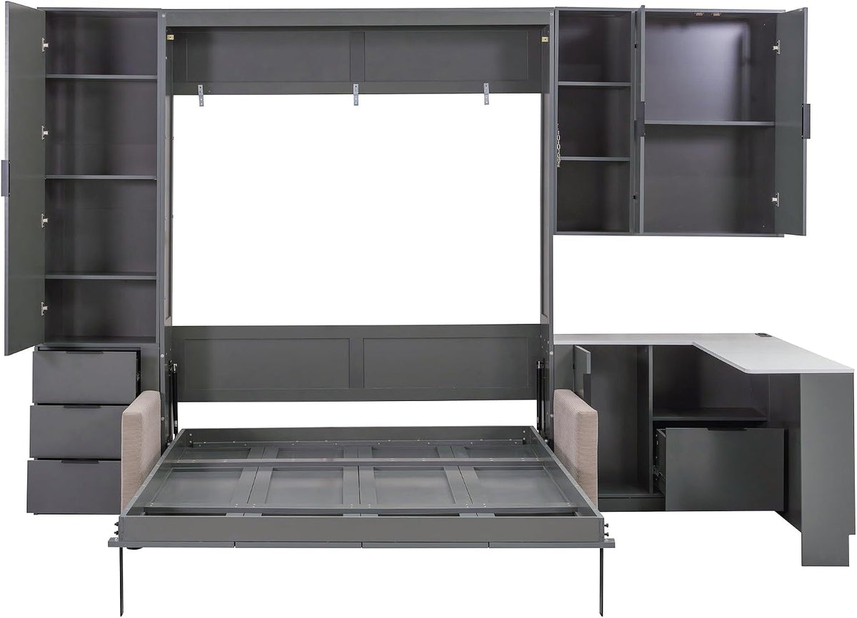queen-size-foldable-murphy-bed-with-sofa-and-desk-wall-cabinet-bed-with-hydraulic-storage-shelves-drawers-led-usb-lighting-dark-gray-panel-beige-sofa