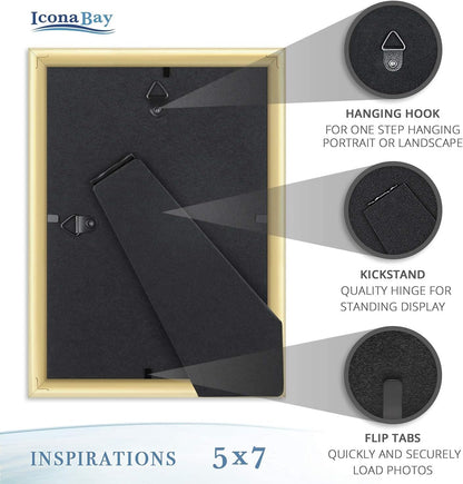 5X7 Picture Frames, Gold, 6 Pack, Contemporary, Inspirations7