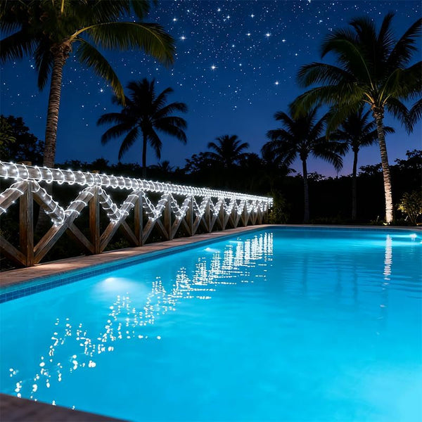 Solar Fairy Lights 33Ft 100 LED Rope Lights for outside 8 Modes White Fairy Light Solar Outdoor for Patio Fence Party Garden Yard Home Holiday Tree Decoration.8