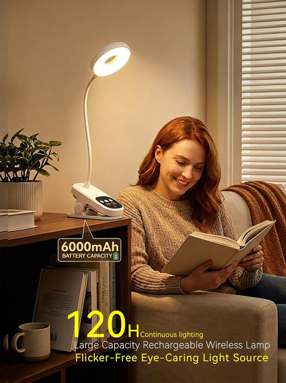 Clip on Desk Lamp Wireless 6000Mah Rechargeable LED Reading Light 3 Colors9