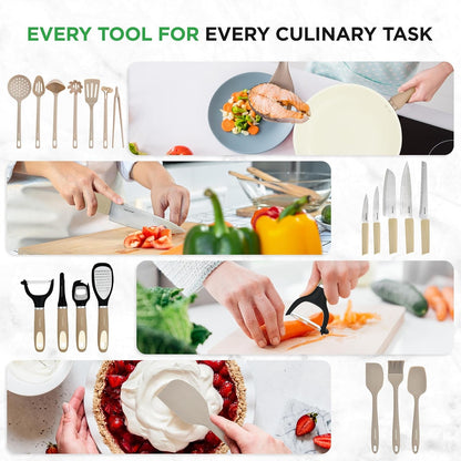 54-Piece Marble Non-Stick Cookware and Bakeware Set, Professional Home Kitchen Collection with Multi-Sized Pots and Pans Set, and Heat-Resistant Tools5