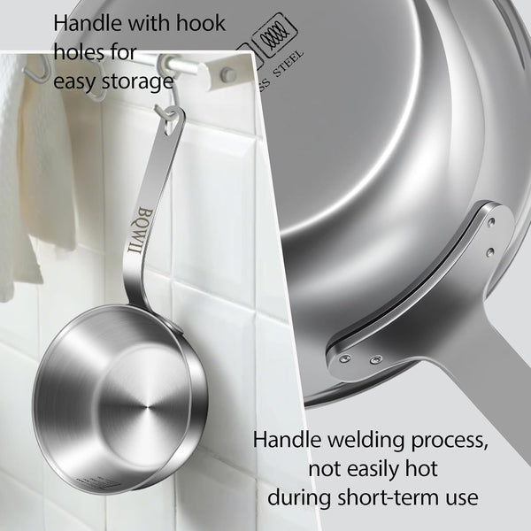 18/10 Stainless Steel Butter Warmer, 13.5 Fl Oz (400Ml), Ideal for Heating Milk, Butter, Sauces, Baby Food, Coffee, Chocolate, Egg Pan, Compatible with Induction & Gas Stovetops6