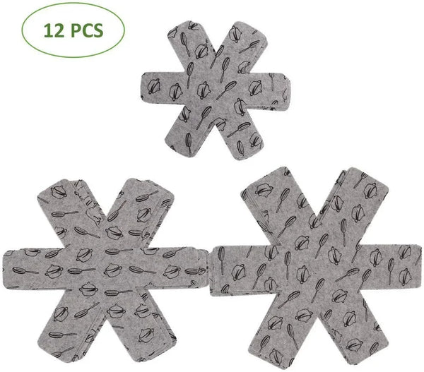 Pot and Pan Protectors for Stacking, 12Pcs & 3 Sizes, Separator Pads | Felt Pan Pot Dividers Protect Cookware, Glassware, Dishes and Cast Iron from Scratches and Chipping in Cabinet and RV Storage9