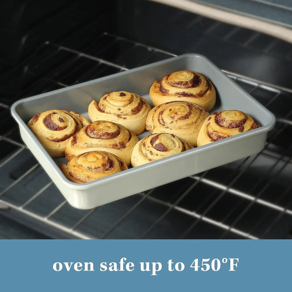 Sur La Table Kitchen Essentials Bake Sale 9 X 13 Inch PFOA, PFAS, PTFE Free Nonstick Roaster/Cake/Baking Pan - Linen White4