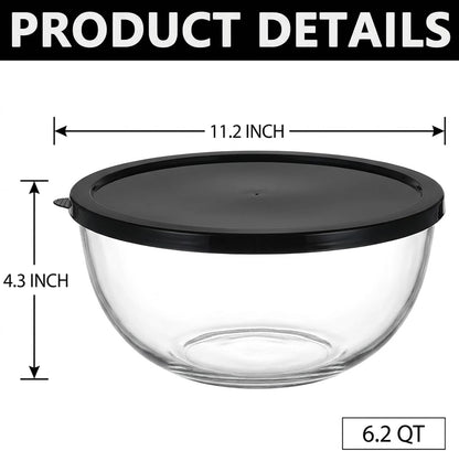 6.2QT Glass Sourdough Proofing Bowl with Lid, Large Mixing Bowl for Bread Dough Fermentation, Clear Borosilicate Glass Bowl for Baking, Salad, Meal Prep & Food Storage3